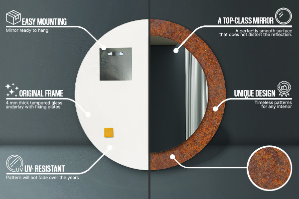 Ogledalo z okrasnim okvirjem Zarjavela kovina