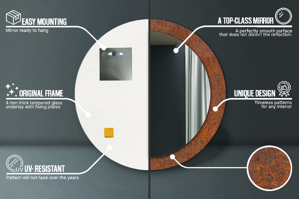 Ogledalo z okrasnim okvirjem Zarjavela kovina