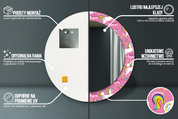 Ogledalo s potiskanim okvirjem Čarobni samorog