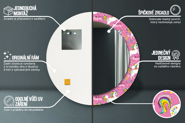 Ogledalo s potiskanim okvirjem Čarobni samorog