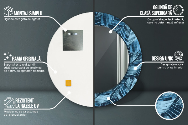 Ogledalo s potiskanim okvirjem Listi džungle