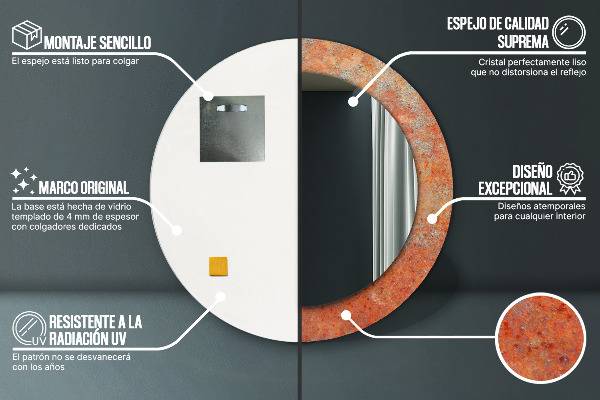 Dekorativno ogledalo Zarjavela kovina