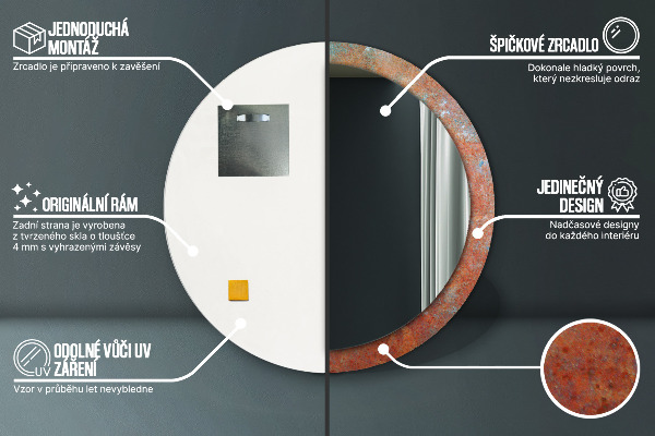 Dekorativno ogledalo Zarjavela kovina