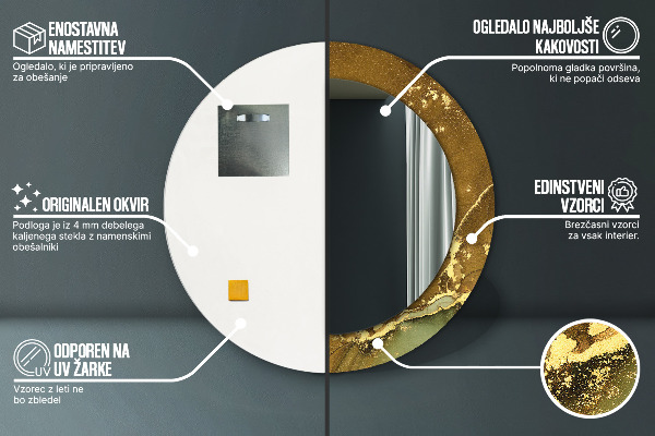 Ogledalo s potiskanim okvirjem Kovinski vrtinci