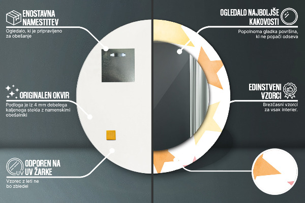 Ogledalo s potiskanim okvirjem Pastelne zvezde