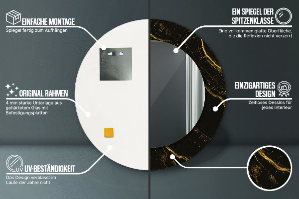 Ogledalo z okrasnim okvirjem Črni marmor