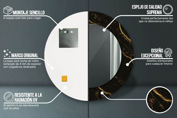 Ogledalo z okrasnim okvirjem Črni marmor