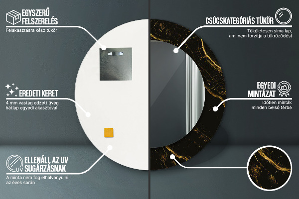 Ogledalo z okrasnim okvirjem Črni marmor