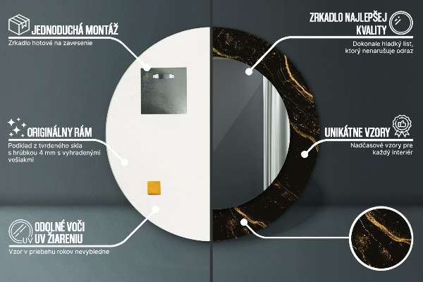 Ogledalo z okrasnim okvirjem Črni marmor