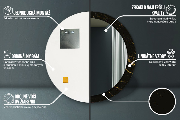 Ogledalo z okrasnim okvirjem Črni marmor