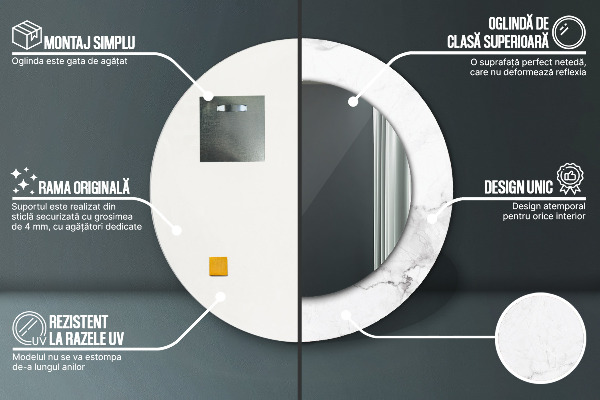 Tiskano ogledalo Beli marmor