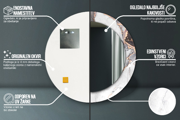 Ogledalo s potiskanim okvirjem Abstraktna tekočina