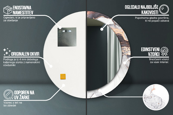 Ogledalo s potiskanim okvirjem Abstraktna tekočina