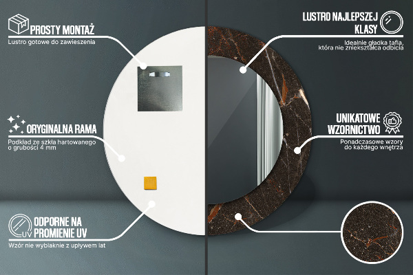 Ogledalo s potiskanim okvirjem Rjavi marmor