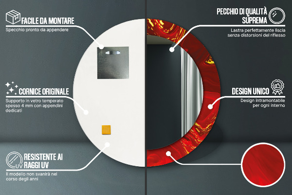 Okrasno ogledalo Rdeči marmor