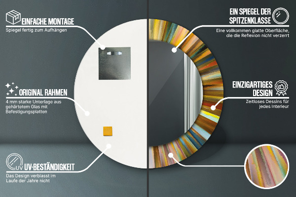 Ogledalo z okrasnim okvirjem Abstraktni radialni vzorec