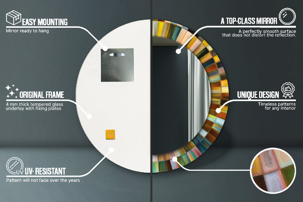 Ogledalo z okrasnim okvirjem Abstraktni radialni vzorec