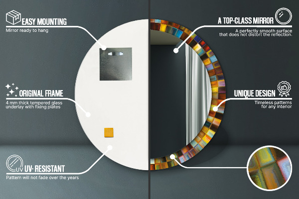 Ogledalo z okrasnim okvirjem Abstraktni radialni vzorec