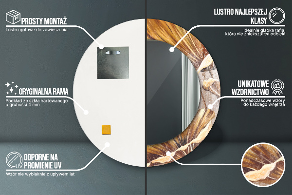 Ogledalo s potiskanim okvirjem Zlati listi