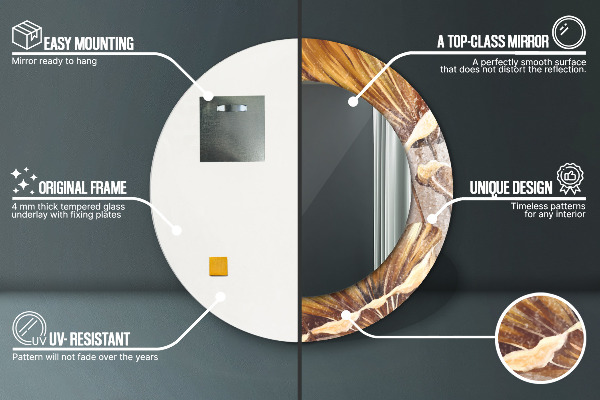 Ogledalo s potiskanim okvirjem Zlati listi