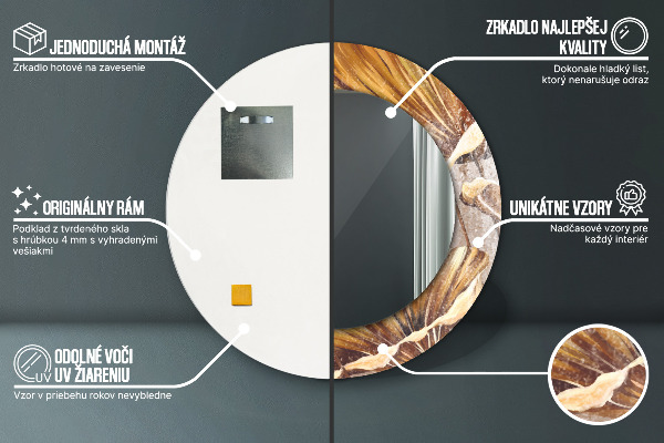 Ogledalo s potiskanim okvirjem Zlati listi