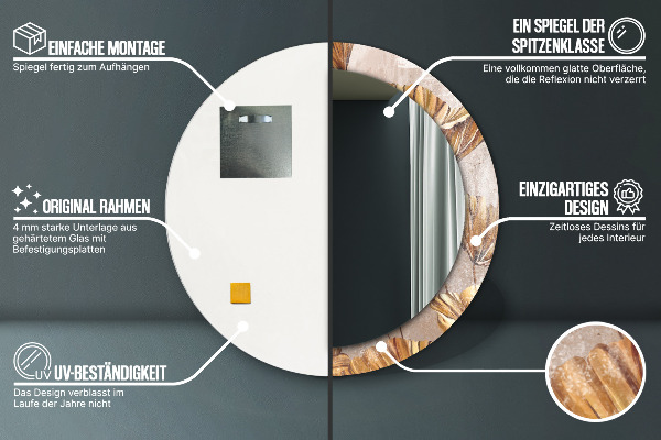 Ogledalo s potiskanim okvirjem Zlati listi