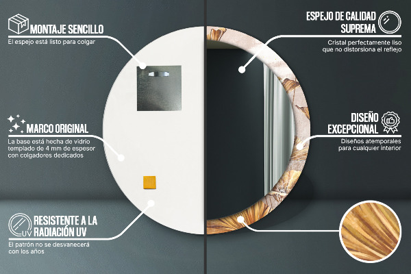 Ogledalo s potiskanim okvirjem Zlati listi