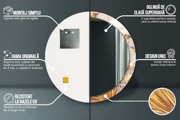 Ogledalo s potiskanim okvirjem Zlati listi