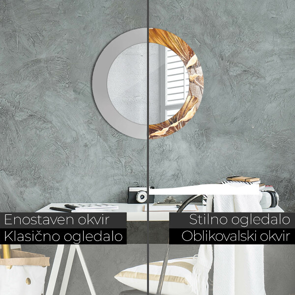 Ogledalo s potiskanim okvirjem Zlati listi
