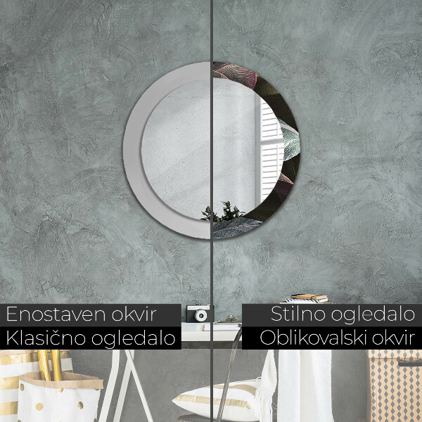 Ogledalo z okrasnim okvirjem Temni tropski listi