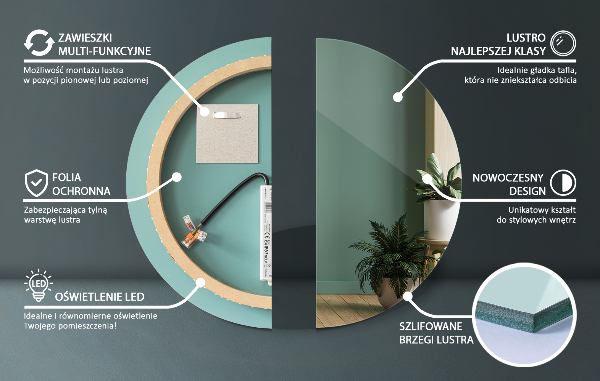 Okroglo ogledalo za kopalnico z led osvetlitvijo 40 cm