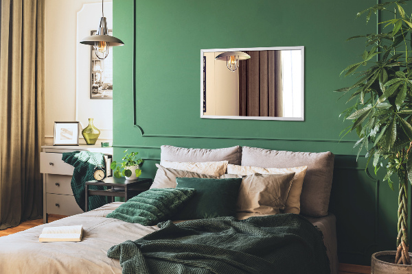 Stensko pravokotno ogledalo bel okvir 60x40 cm