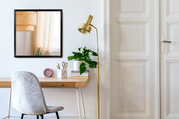 Stensko pravokotno ogledalo za spalnico črni okvir 80x60 cm