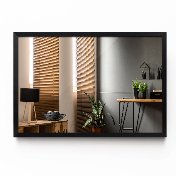 Pravokotno ogledalo za predsobo s crnim okvirom 100x70 cm