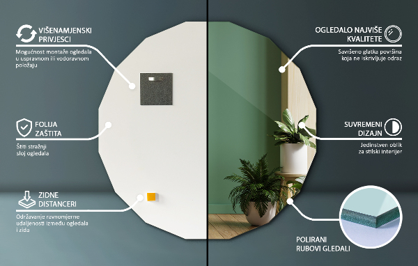 Poligonalno ogledalo sodoben dodatek 100x100 cm