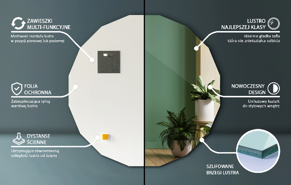 Poligonalno ogledalo sodoben dodatek 100x100 cm