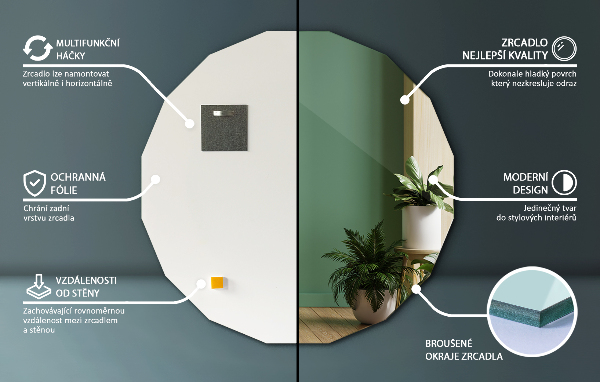 Geometrijsko ogledalo estetsko 80x80 cm