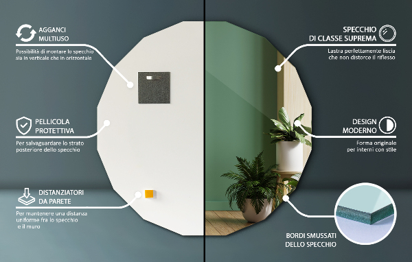 Geometrijsko ogledalo estetsko 80x80 cm