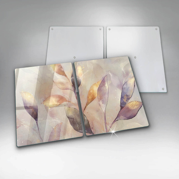 Zaščitna plošča za štedilnik Poslikani boho listi