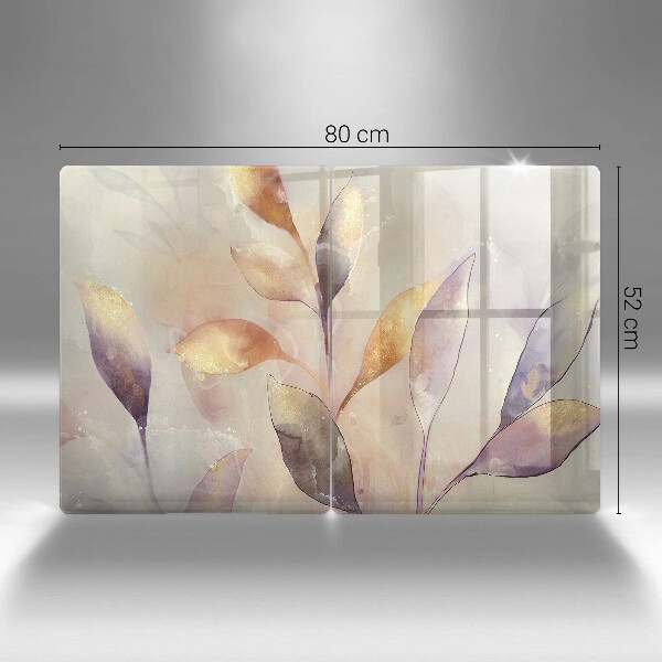 Zaščitna plošča za štedilnik Poslikani boho listi