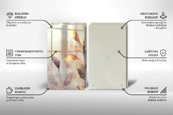 Zaščitna plošča za štedilnik Poslikani boho listi