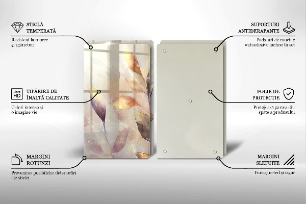 Zaščitna plošča za štedilnik Poslikani boho listi