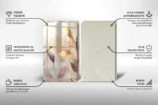 Zaščitna plošča za štedilnik Poslikani boho listi