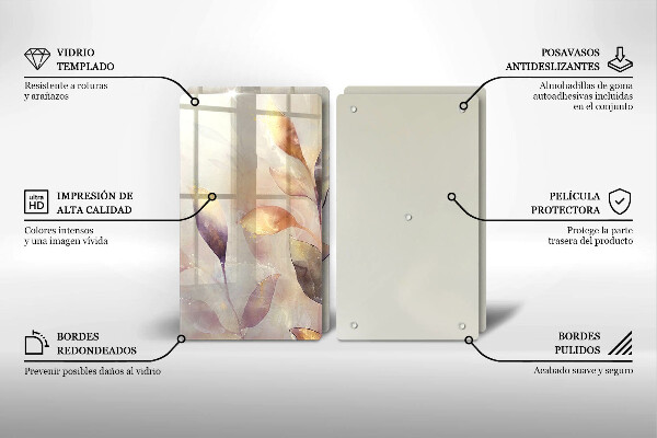 Zaščitna plošča za štedilnik Poslikani boho listi