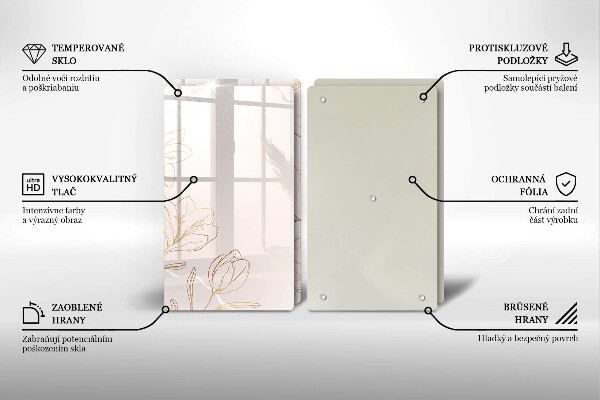 Zaščitna plošča za štedilnik Obrisi cvetja