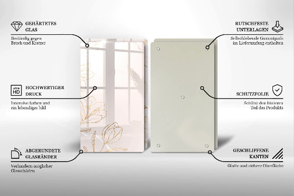 Zaščitna plošča za štedilnik Obrisi cvetja