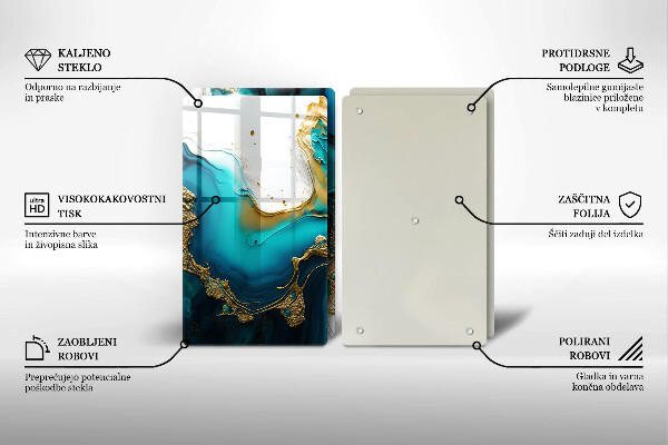 Zaščitna plošča za štedilnik Turkizna abstrakcija