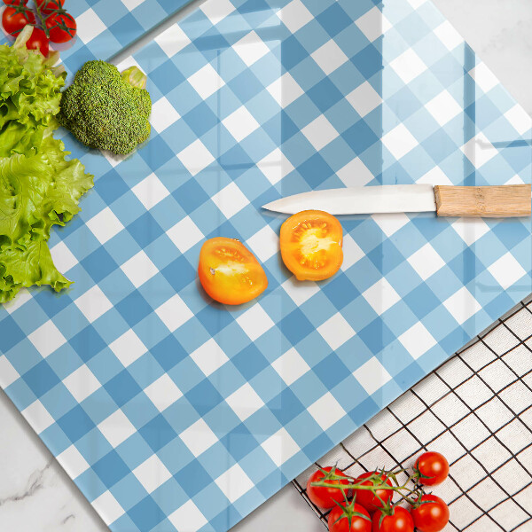 Zaščitna plošča za štedilnik Modro-bel karo vzorec