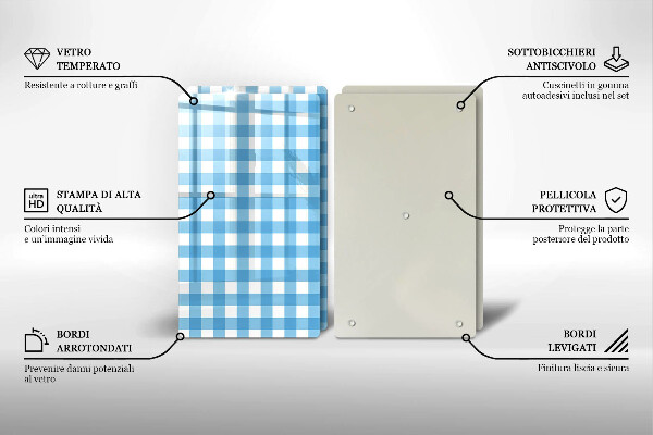 Zaščitna plošča za štedilnik Modro-bel karo vzorec