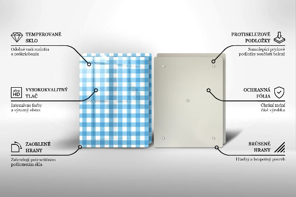 Zaščitna plošča za štedilnik Modro-bel karo vzorec